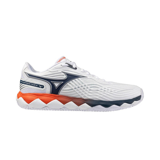 Mizuno Wave Enforce Tour 2 Clay bianco arancione viola vista laterale