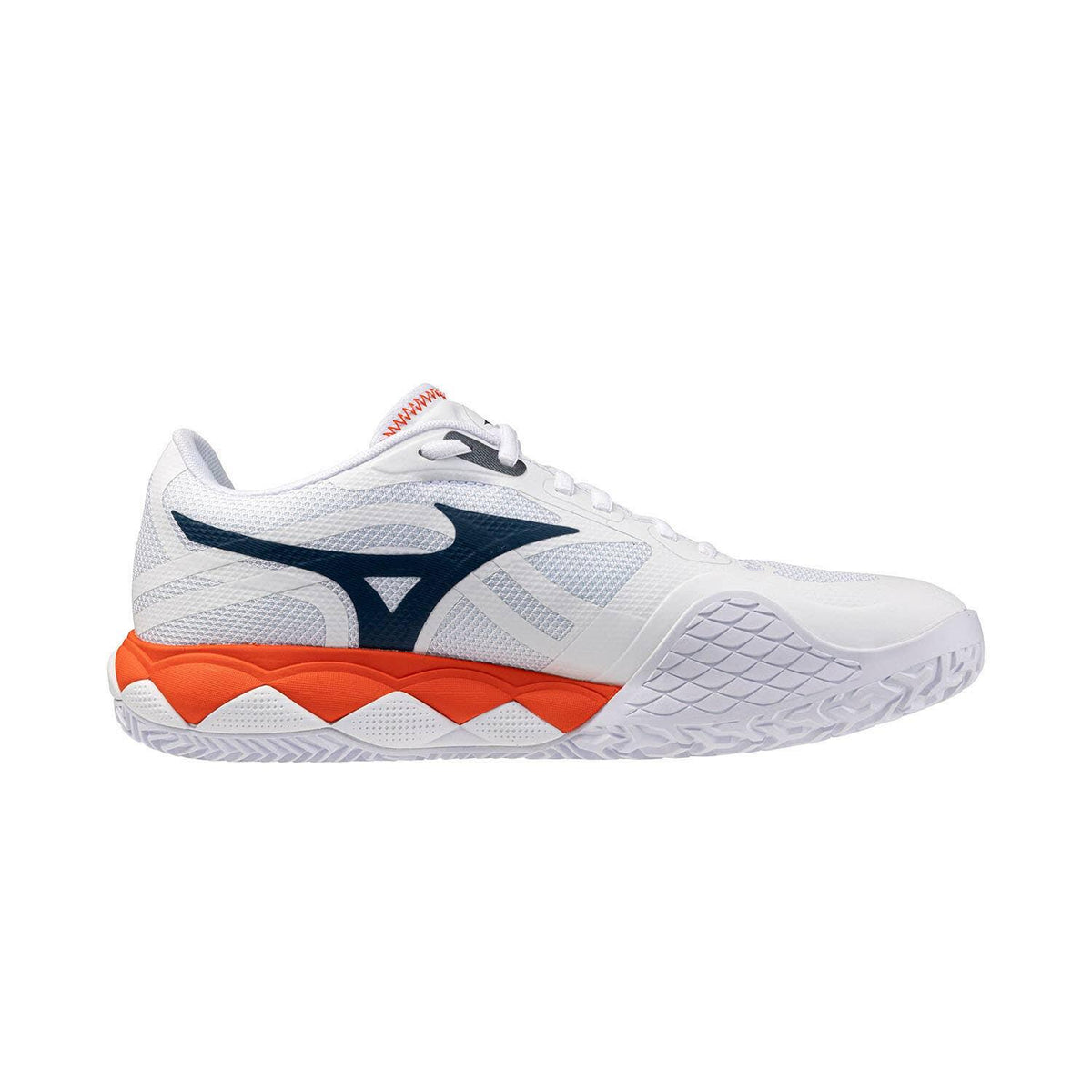 Mizuno Wave Enforce Tour 2 Clay bianco arancione viola vista interna